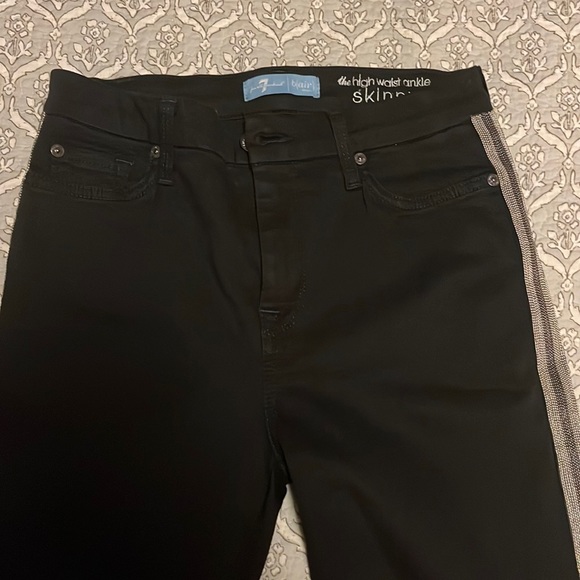 7 For All Mankind Denim - 7 For All Mankind - The high waist able skinny black jeans. Side embellishments